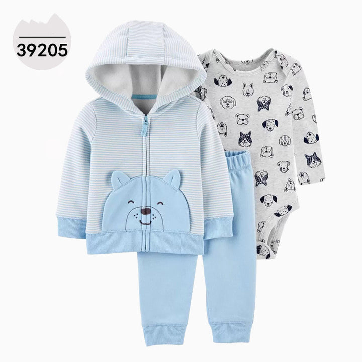 Hooded Long Sleeve Jacket Bodysuit Three Piece Kids' Suit