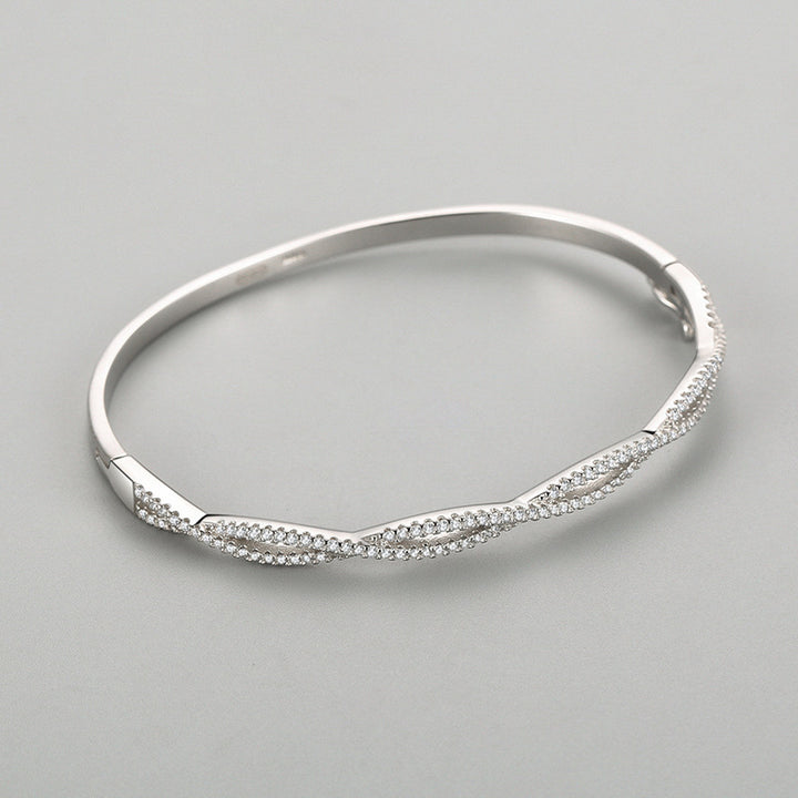 Women's Cross Wave Hollow S925 Silver Bracelet