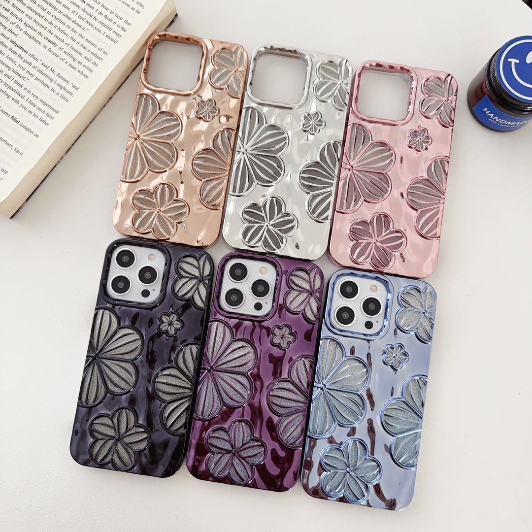 Electroplating Pleated Flower I Phone Case