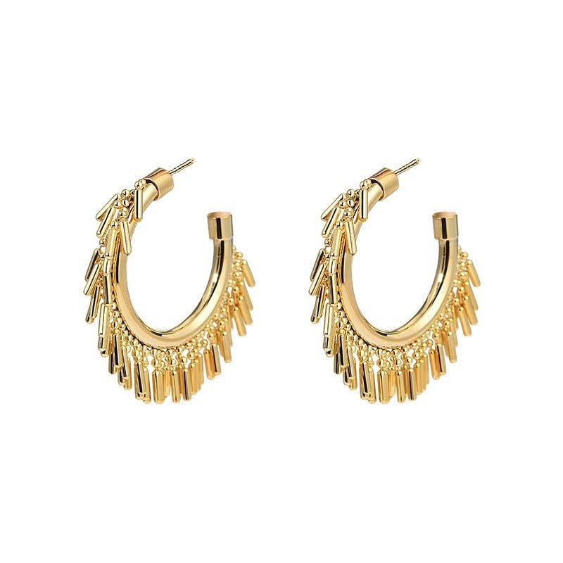 Women's Fashion Exaggerated C- Shaped Tassel Earrings