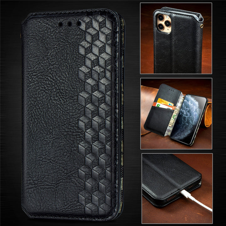 Leatherette Flip Magnetic Protective Phone Case