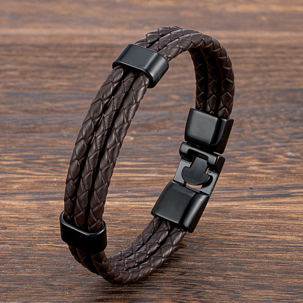 Men's Fashion All-match Leather Braided Bracelet Ornament