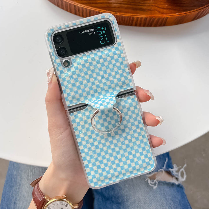 Foldable Screen Plaid Ring Phone Case