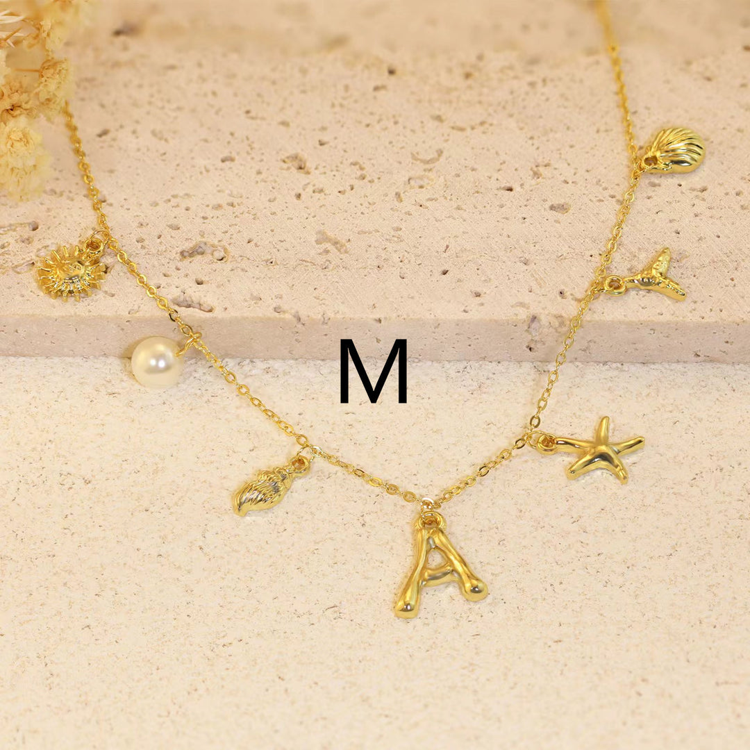 26 Bamboo Letter Necklace Starfish Shell