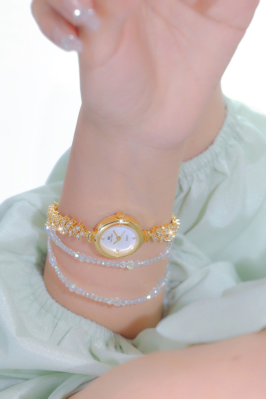 Mermaid Light Luxury Diamond Small Gold And Silver Chain Watch