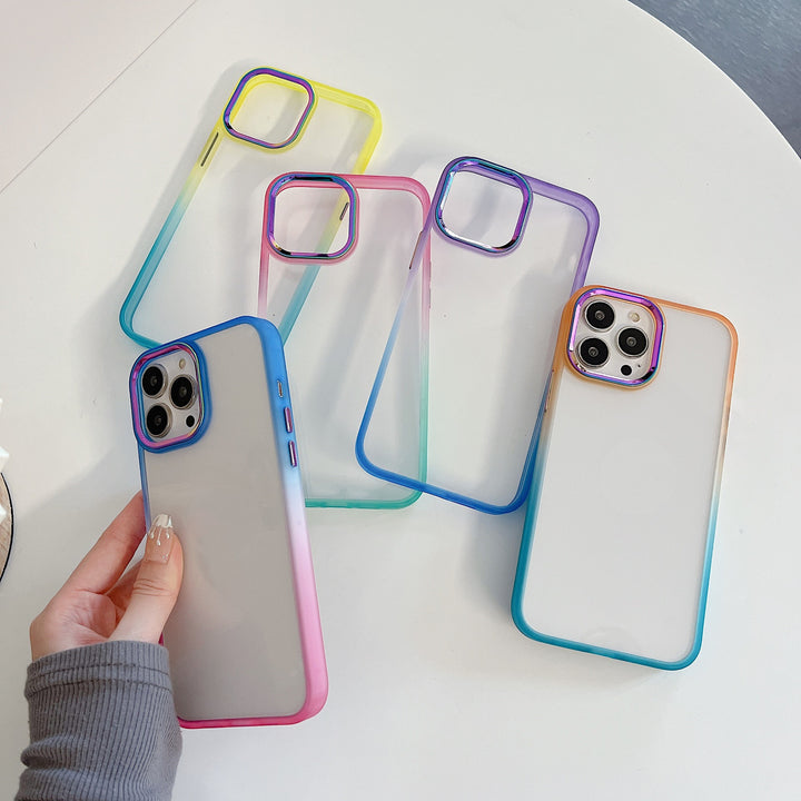 Transparent Button Gradient Border Two-color Phone Case