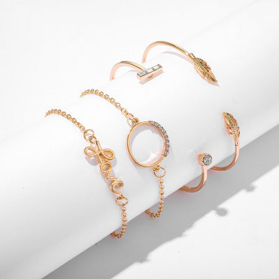 Love leaf diamond circle bracelet