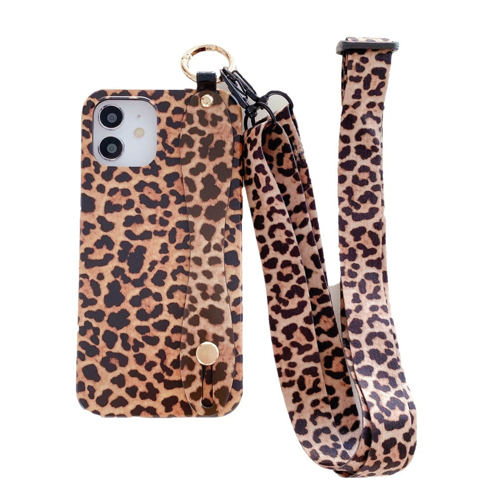 LEOPARD Imprimare cu mână cu aceeași carcasă de telefon Lanyard