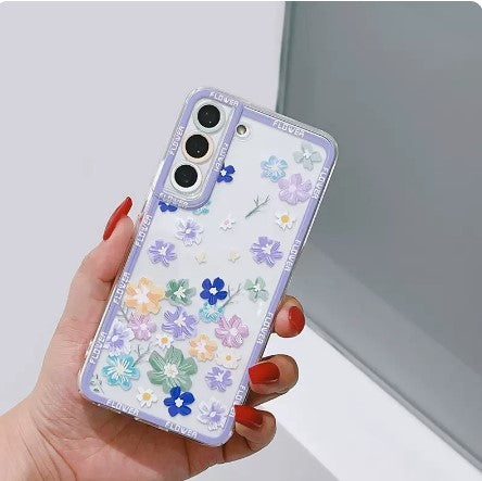 Mobile Phone Case Anti-fall Soft Shell Transparent Silicone All-pack Lens Small Floral Lanyard