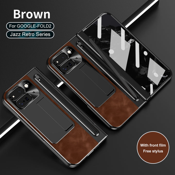 Plain Leather Hinge Fully Wrapped Anti Fall Phone Case