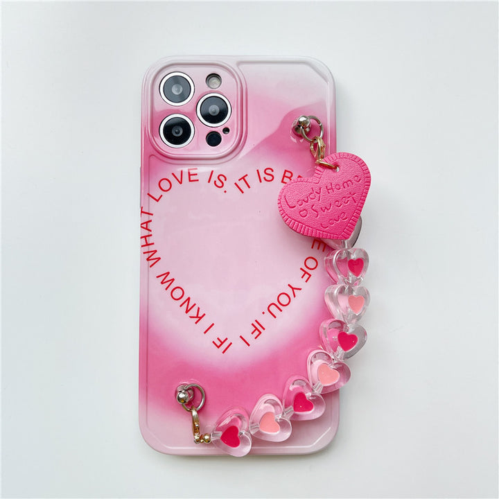 Compatible with Apple , Simple Gradient Love Chain Phone Case