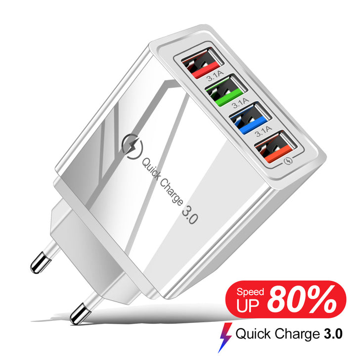 Încărcător USB Quick Charge 3.0 4 Adaptor pentru telefon pentru tabletă Portabil Portabil Mobile încărcător rapid