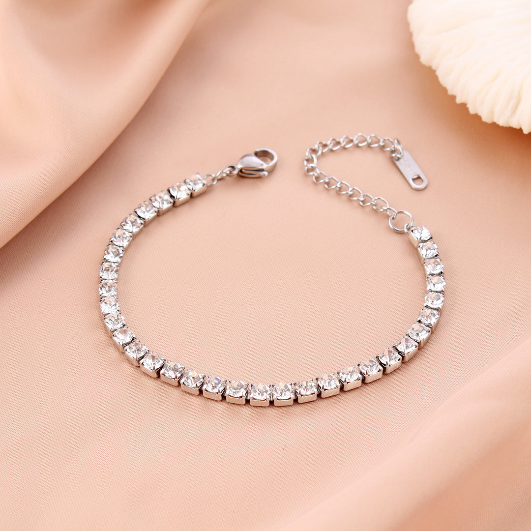 Fashion Simple Stainless Steel Multi-row Diamond Bracelet