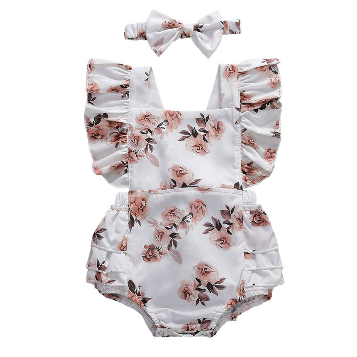 Girls' one-piece floral triangle romper romper