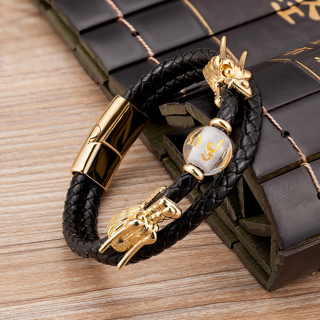 Fashion Double Layer Woven Leather String Chinese Faucet Bracelet