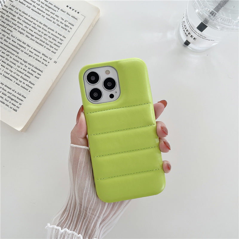 Instagram Leather Down Jacket Phone Case In Simple Solid Color