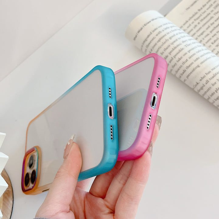 Transparent Button Gradient Border Two-color Phone Case