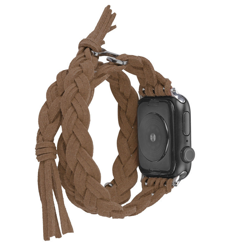 Leather Cord Braided Smart Watch Strap