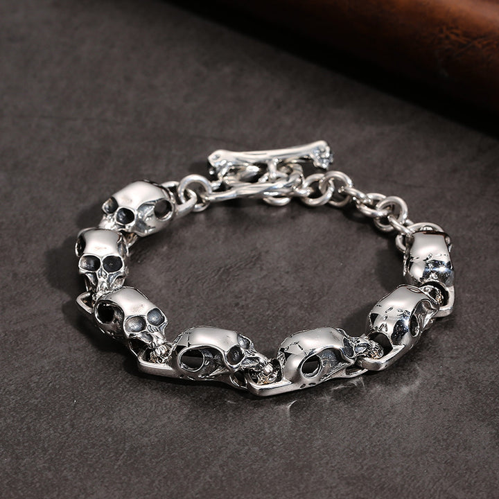 S925 Sterling Silver Punk Skull Bracelet