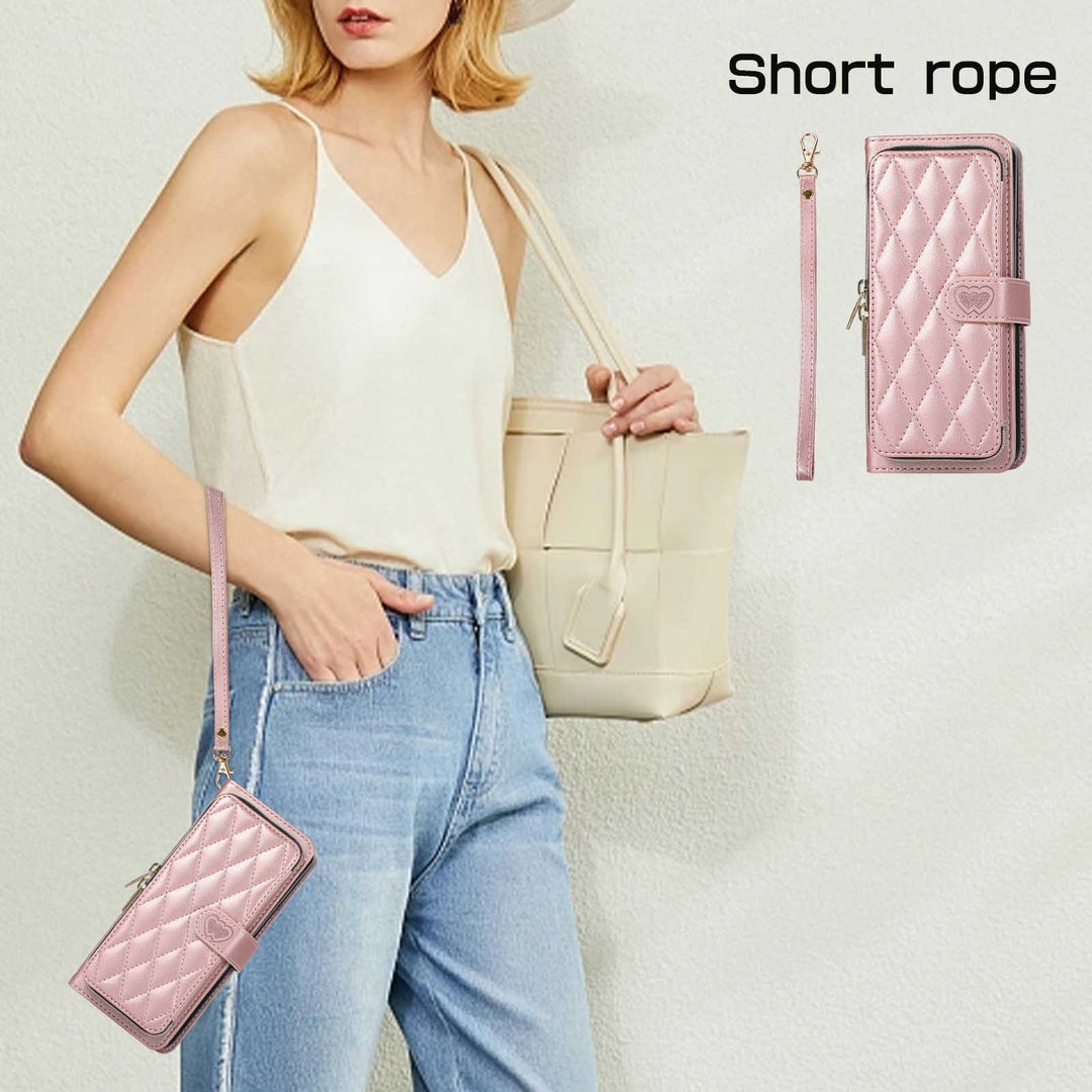 All Inclusive Zipper Crossbody Plaid Flap Telefon