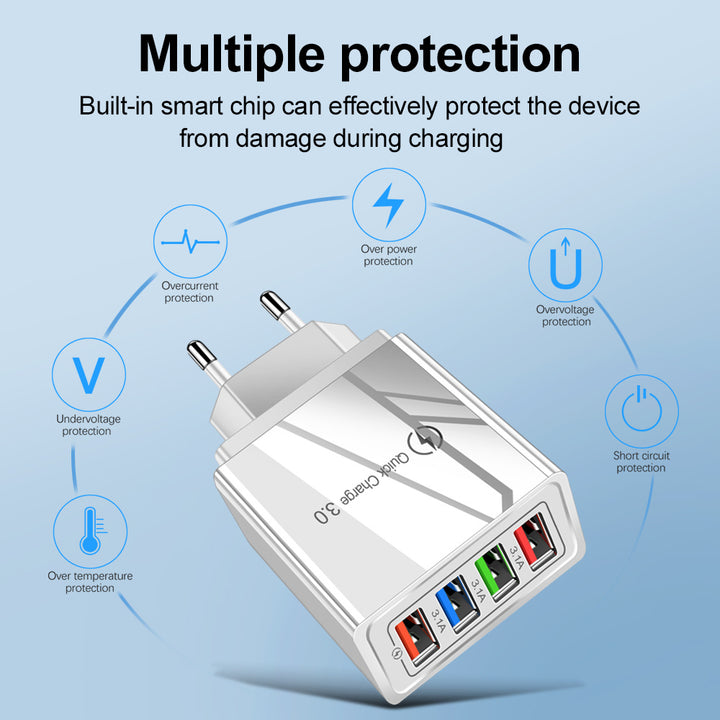 Încărcător USB Quick Charge 3.0 4 Adaptor pentru telefon pentru tabletă Portabil Portabil Mobile încărcător rapid