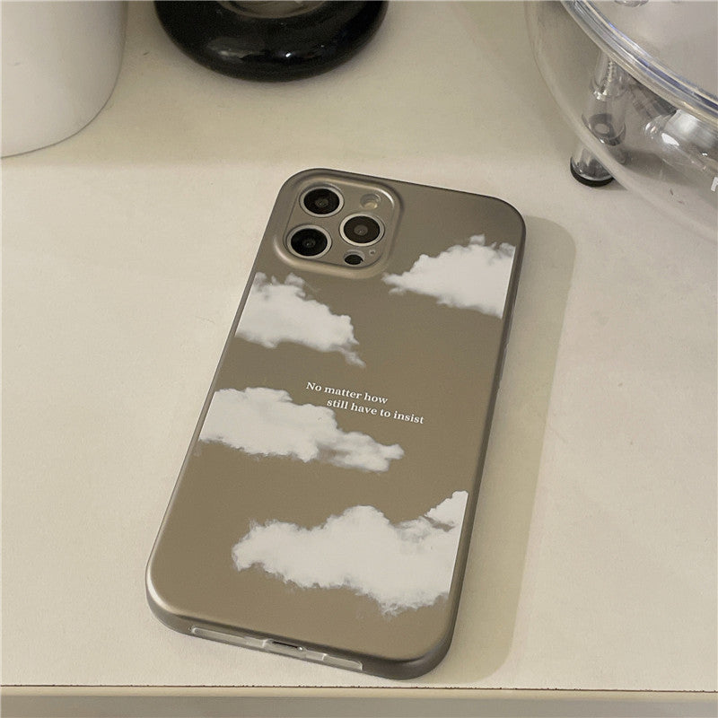 Electroplating Frosted Cloud Phone Case Premium Silver Protective Cover