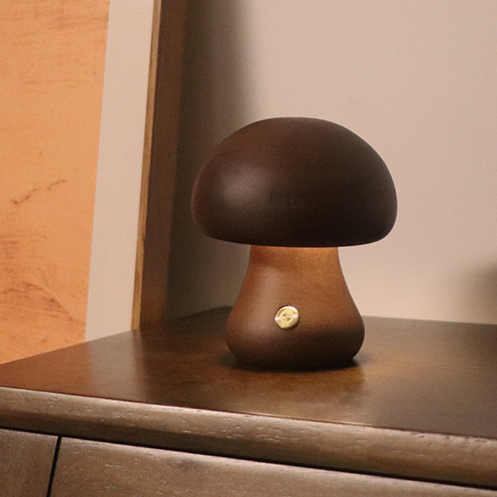 Ins Wooden Cute Mushroom LED Lumina de noapte cu comutator tactil lampă de noptieră pentru dormitor pentru copii camera pentru copii Lămpi de noapte decor acasă