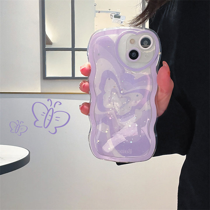 Epoxy Purple Butterfly Bracelet Glitter Soft Shell Phone Case