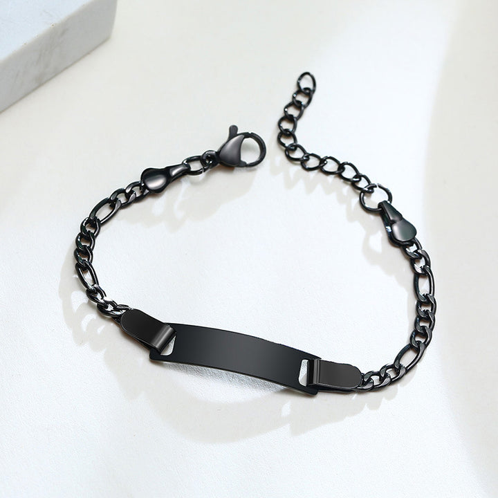 Children's Bracelet Stainless Steel Blank Curved Plate Adjustable 12and3cm With Lettering