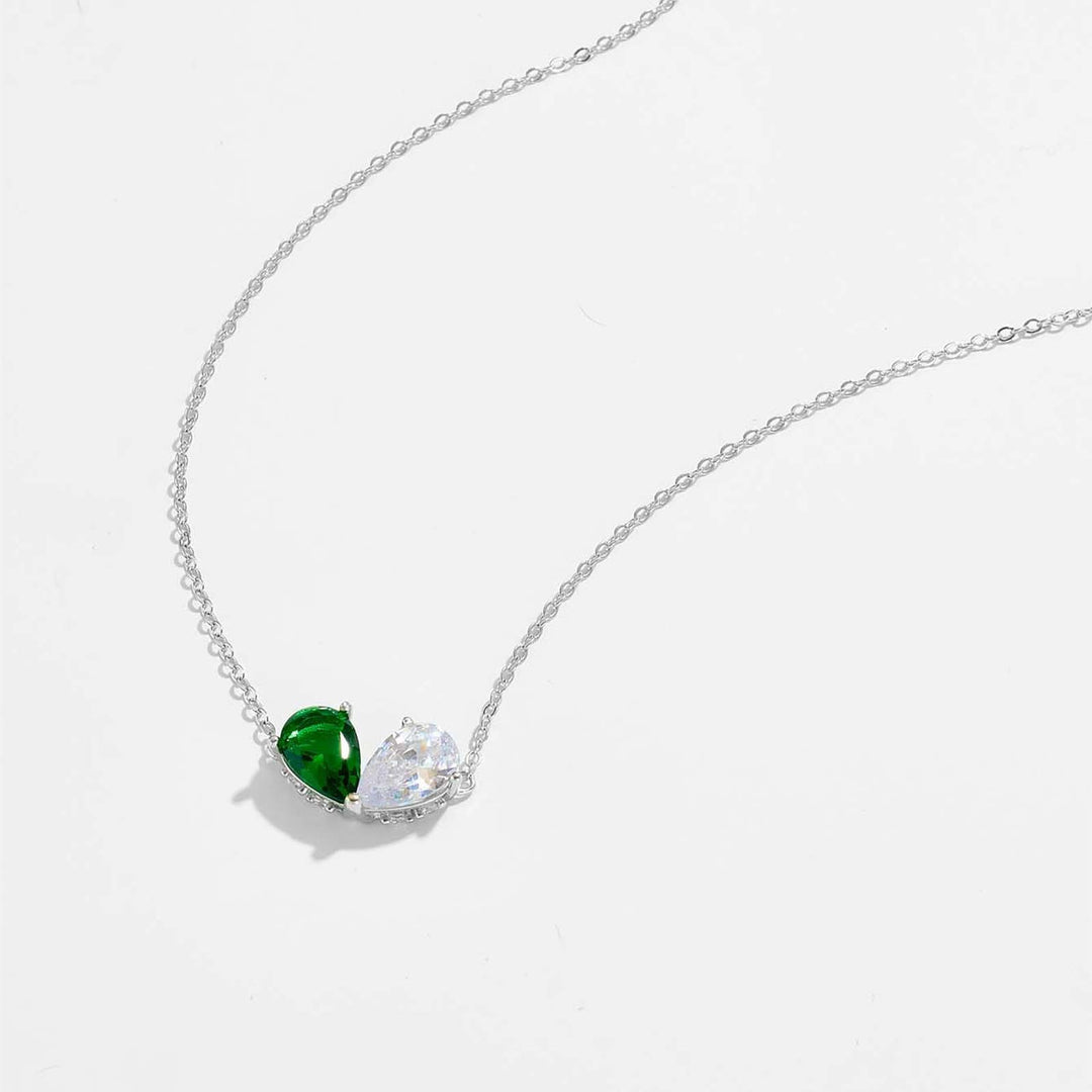 Sterling Silver Emerald Heart Pendant Necklace