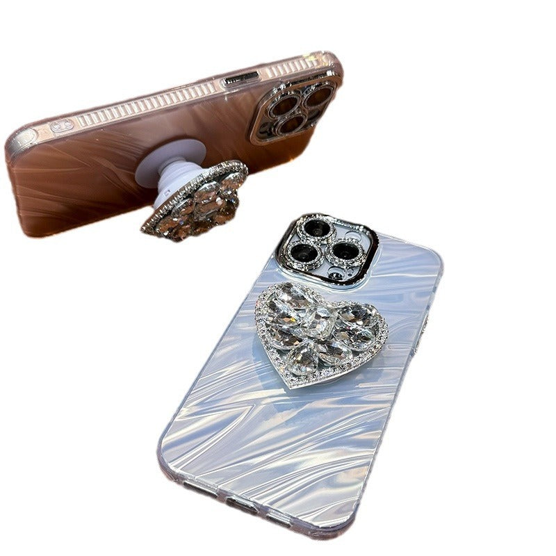 Protector de lentile Rhinestone Love Bracket Telefon