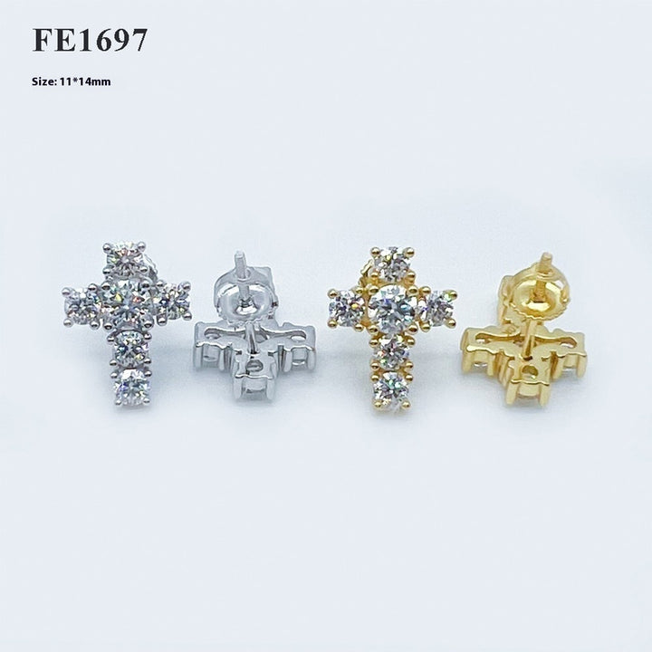 Cross S925 Silver Hip Hop Jewelry DF Jewelry Earrings