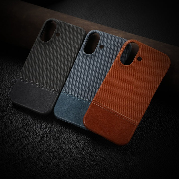 Simple Business Color Matching Leather Pattern Men's And Women's Anti-fall Phone Case