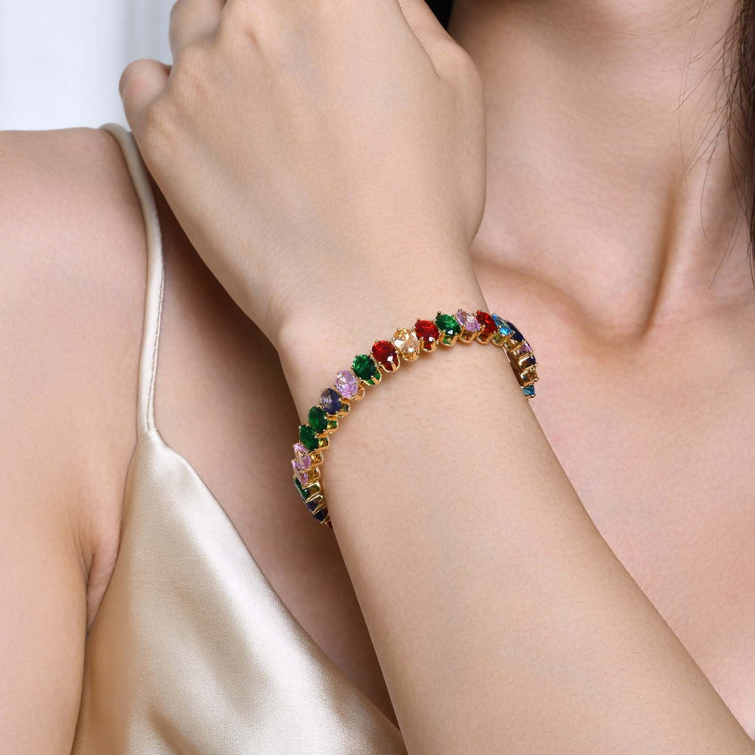 Fashion Women's Colorful Oval Zircon Bracelet