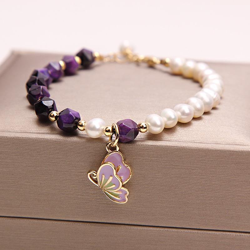 Natural Tigereye Freshwater Pearl Braided Bracelet