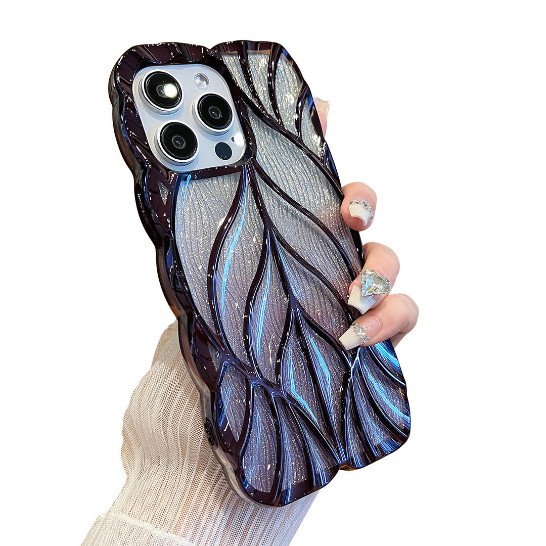 Three-dimensional Leaves Phone Case Light Luxury Electroplating