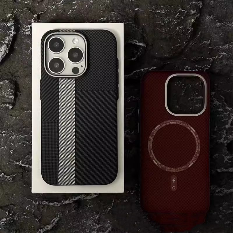 Applicable To IPhone15 Carbon Fiber Grain Magnetic Phone Case