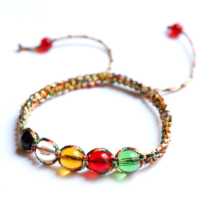 Five-color String Bracelet Colorful Rope Five Beads Color