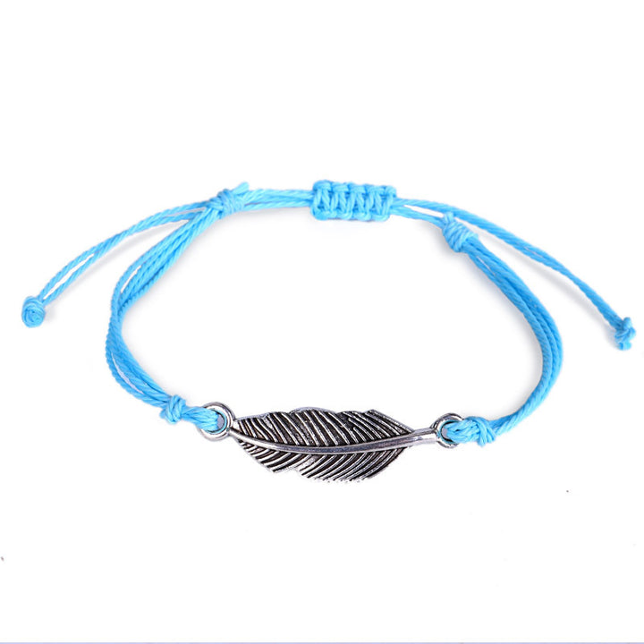 New Wax Wire Braided Bracelet Waterproof Silver Leaf