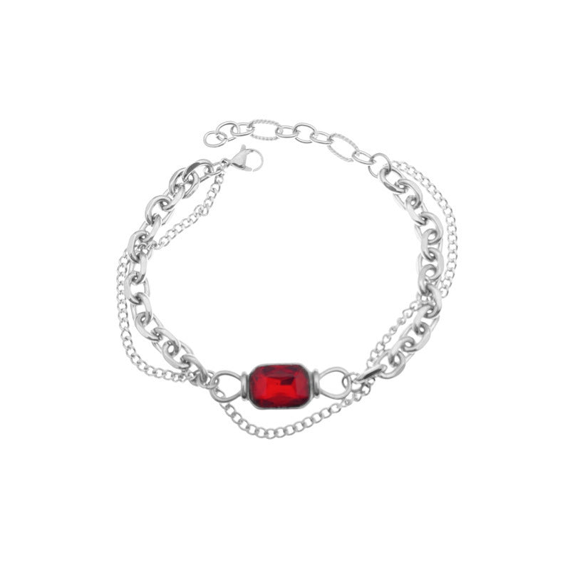 Gem Interspersed Bracelet Double-layer Fashion Women