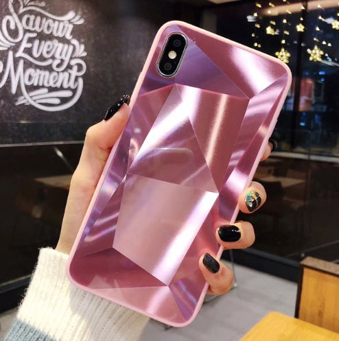 Compatibil cu Apple, Glitter Diamond Texture Case pentru X XS MAX XR 7 Plus Oglindă Acrilic Capacul din spate pentru 6 S 7 8 Plus