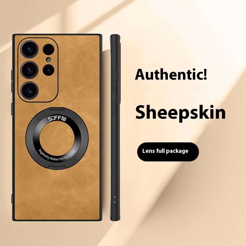 Telefon Carcasă Sheepskskin Magnetic Succesare Rotabilă Protecție pentru lentile pentru suporturi