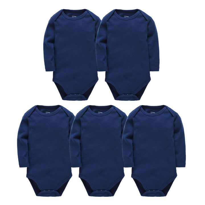 Baby onesies, bumbac pur din bumbac cu mâneci lungi de culoare solidă