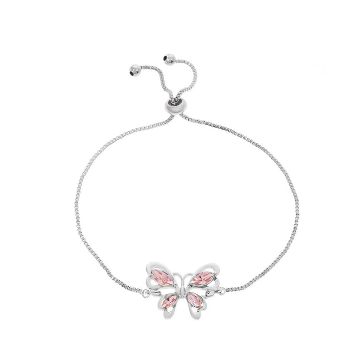 Affordable Luxury Fashion Pink Crystal Hollow Butterfly Bracelet