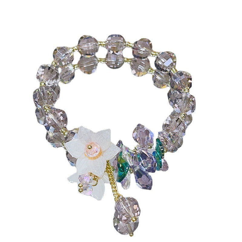 Big Petal Colorful Flower Crystal Bracelet Fashion