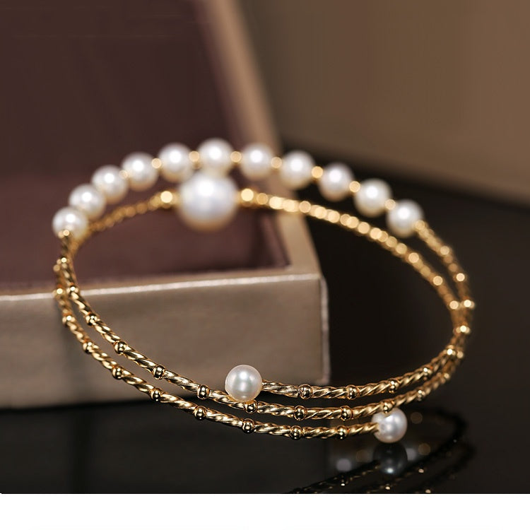 Women's Strong Light Freshwater Pearl Multi-layer Elastic Bracelet