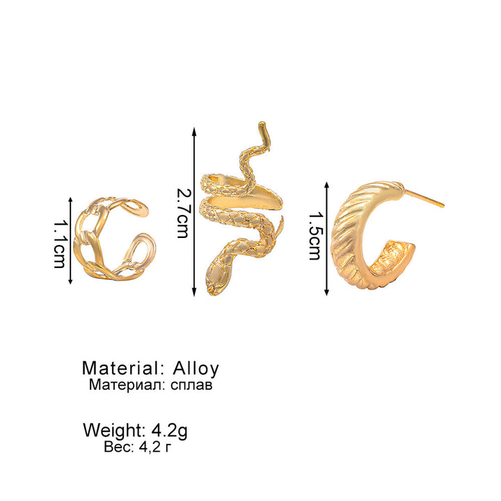 Retro Snake Suit Stud Earrings Three-piece Set Earrings Eardrops