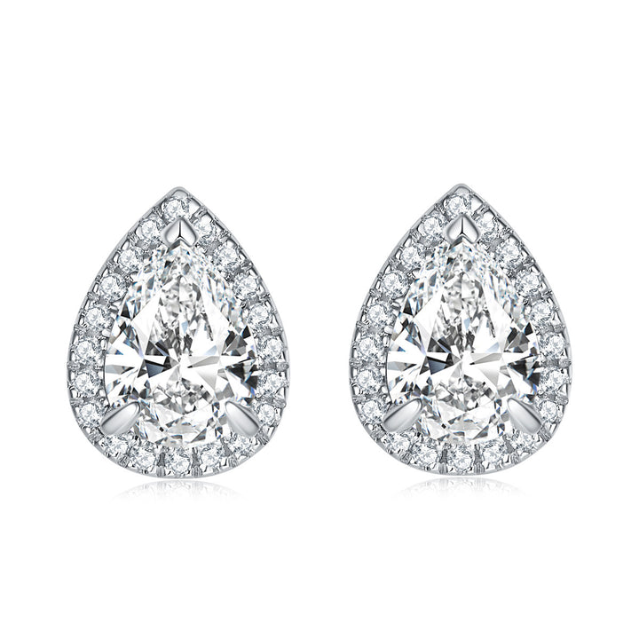 Women's Crown Heart-shaped Zircon 925 Sterling Silver Stud Earrings