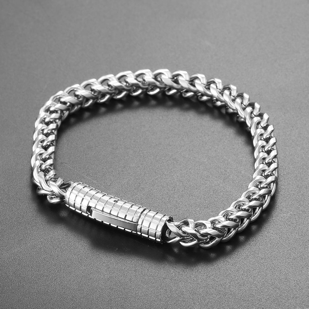 European Hip Hop Titanium Steel Bracelet Spring Snap Button