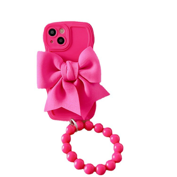 Big Wave Silicone Bow Beads Chain Phone Case